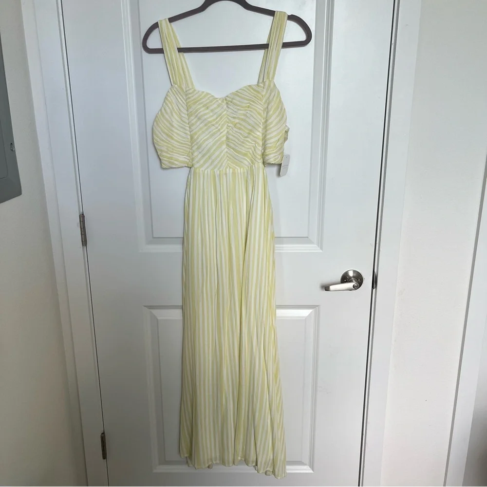 Altar’d State Butter Yellow Striped Maxi Dress Size Small Available NWT